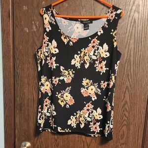Ashley Stewart Floral Tank Top - Black and Yellow